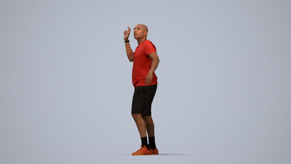 photogrammetry 3D man sport, realistic human model archviz FBX, top-down view render