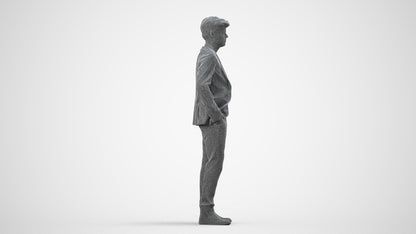3D scanned man business, photorealistic archviz people for Enscape and SketchUp, wireframe side view