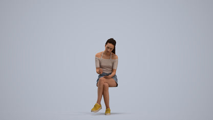 realistic 3D people woman casual sitting, render-ready for V-Ray and Corona, FBX OBJ, standing pose render