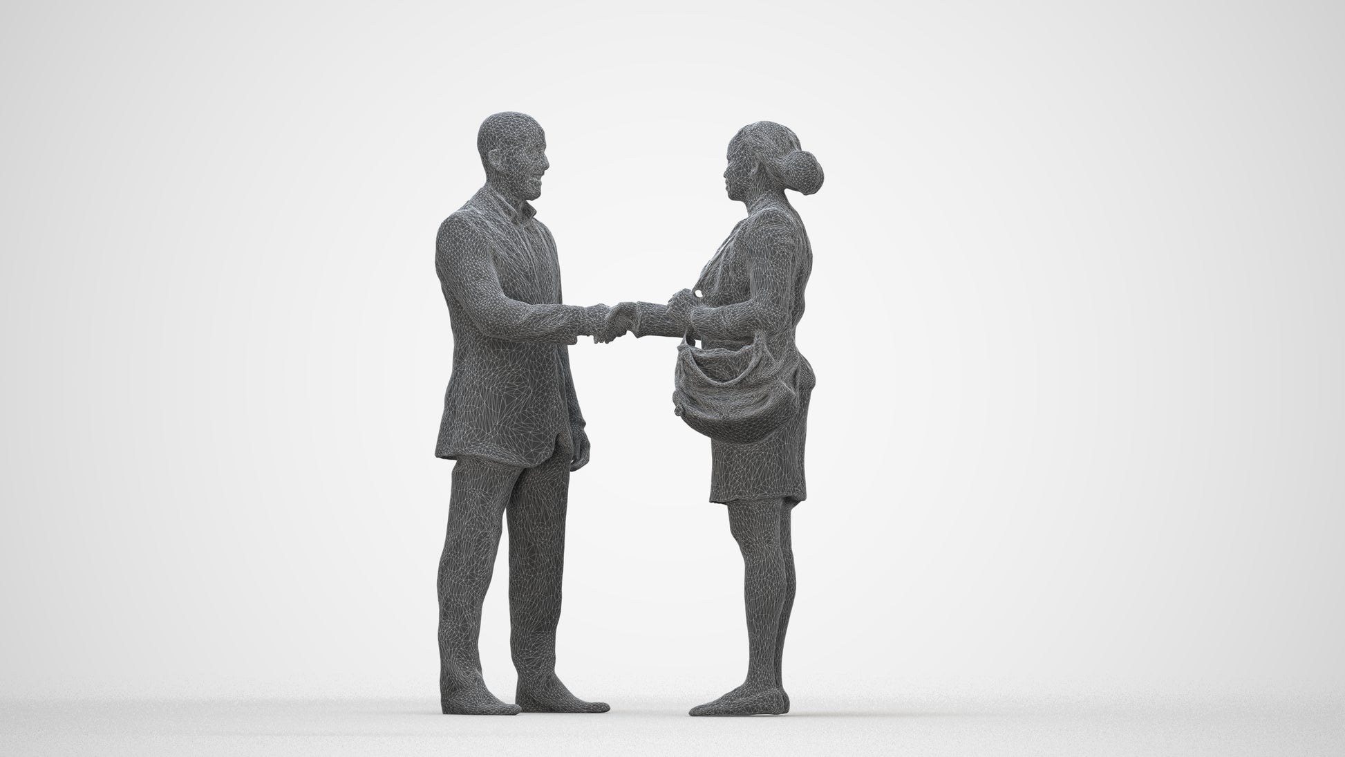 realistic 3D people man business, render-ready for V-Ray and Corona, FBX OBJ, wireframe back view