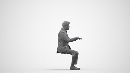scanned 3D man business, photogrammetry people for Enscape and V-Ray, wireframe side view