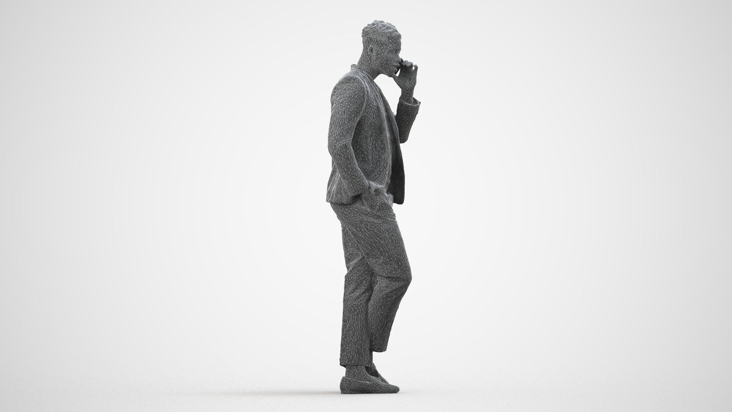 scanned 3D man formal formalaffairs, photogrammetry people for Enscape and V-Ray, wireframe side view