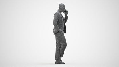 scanned 3D man formal formalaffairs, photogrammetry people for Enscape and V-Ray, wireframe side view