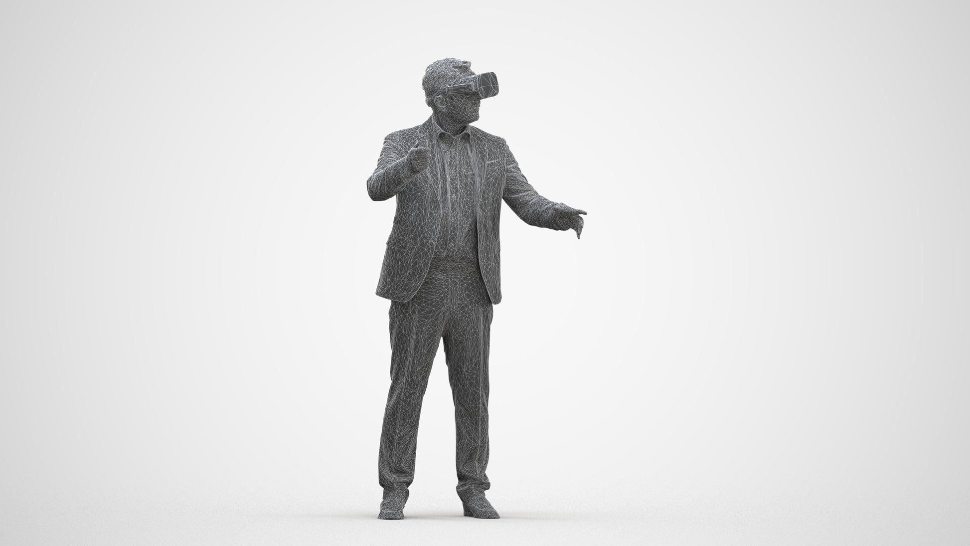 3D scanned man standing business, photorealistic archviz people for Enscape and SketchUp, three-quarter front view render