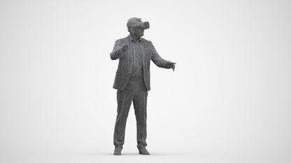3D scanned man standing business, photorealistic archviz people for Enscape and SketchUp, three-quarter front view render