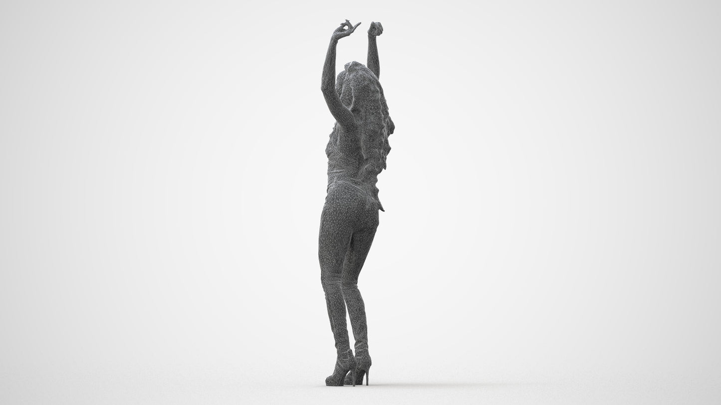 scanned 3D woman casual dancing, photogrammetry people for Enscape and V-Ray, square thumbnail