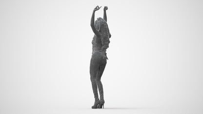 scanned 3D woman casual dancing, photogrammetry people for Enscape and V-Ray, square thumbnail