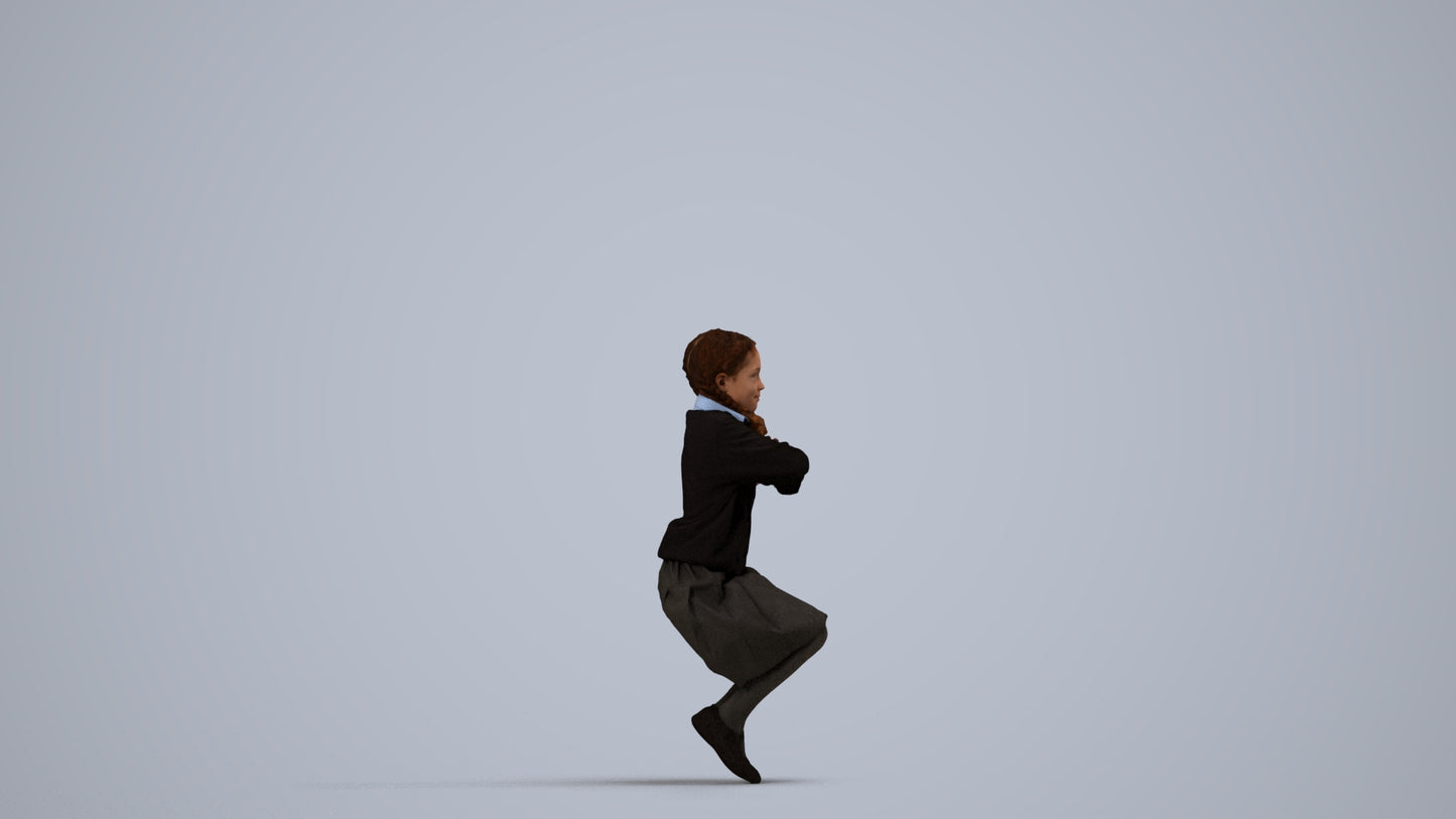 scanned 3D girl kids, photogrammetry people for Enscape and V-Ray, side view render