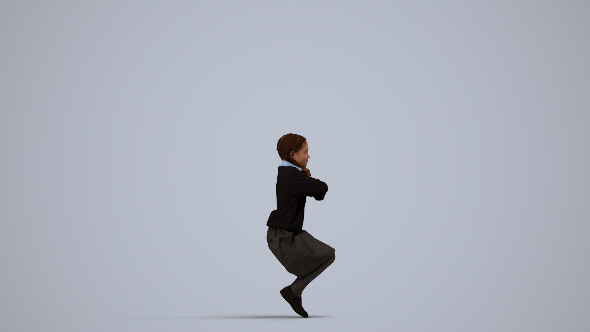 scanned 3D girl kids, photogrammetry people for Enscape and V-Ray, side view render