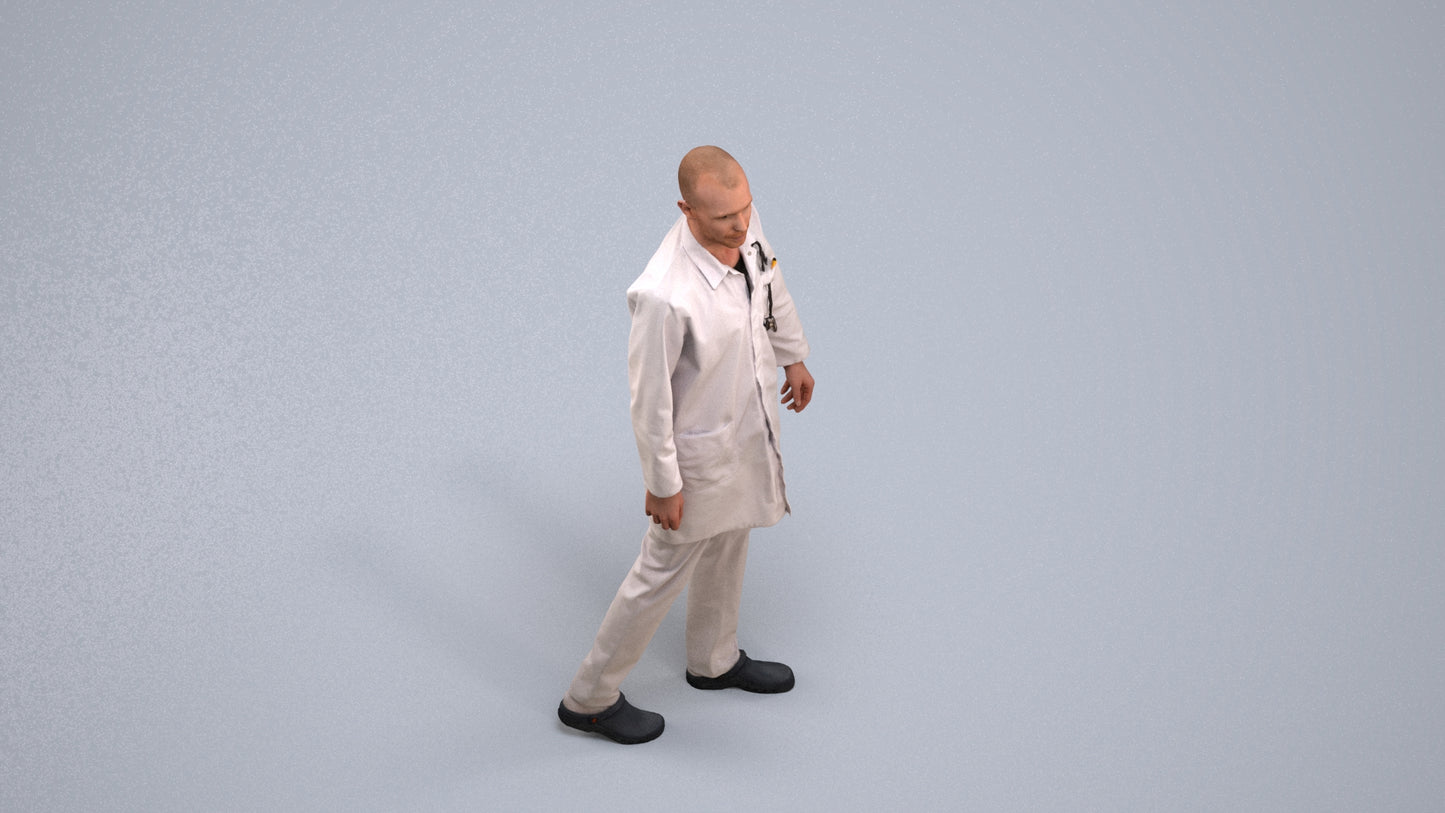 realistic 3D man medical, scanned archviz people for Blender and 3ds Max, back view render