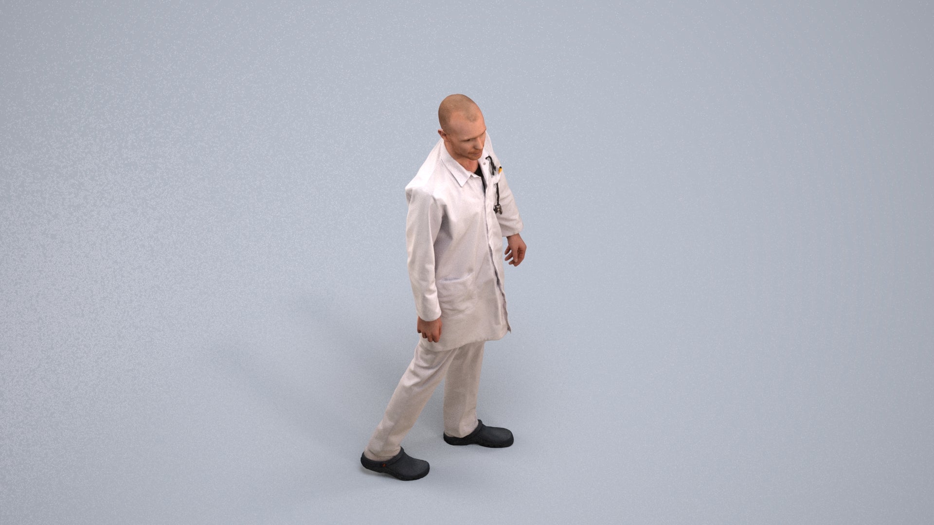 realistic 3D man medical, scanned archviz people for Blender and 3ds Max, back view render