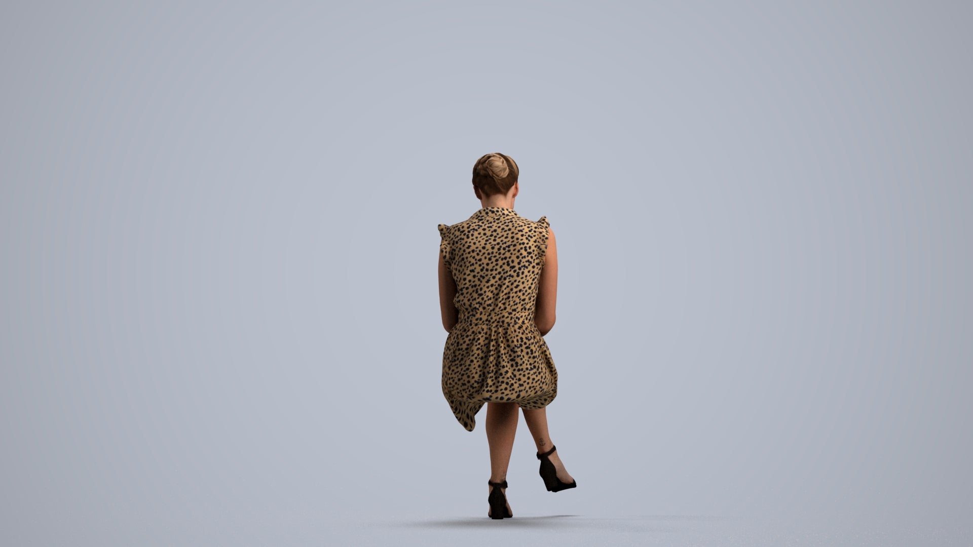 scanned 3D woman casual sitting, photogrammetry people for Enscape and V-Ray, front view render