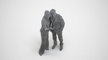 realistic 3D human woman formal couple, archviz people FBX OBJ for Blender, wireframe three-quarter view
