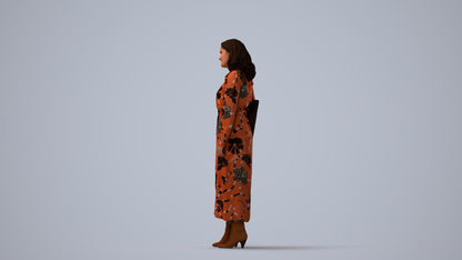 realistic 3D human woman casual standing, archviz people FBX OBJ for Blender, three-quarter view render