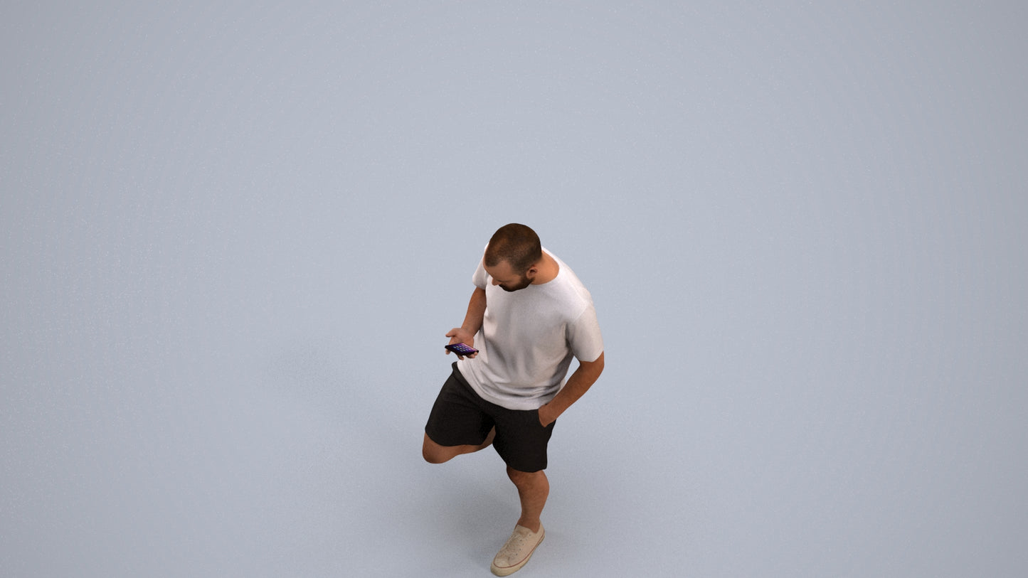 photogrammetry 3D man casual walking, realistic human model archviz FBX, back view render