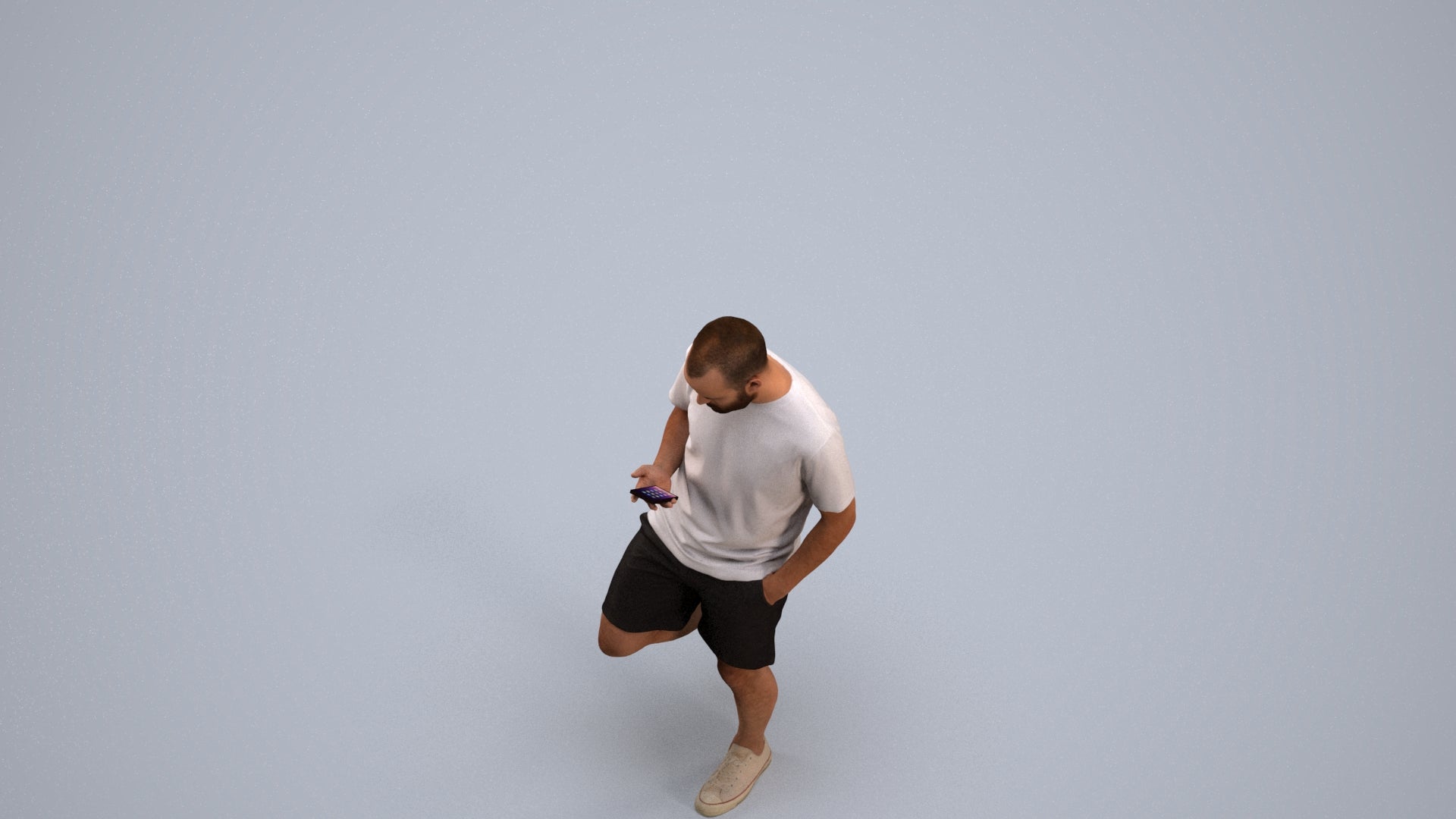 photogrammetry 3D man casual walking, realistic human model archviz FBX, back view render