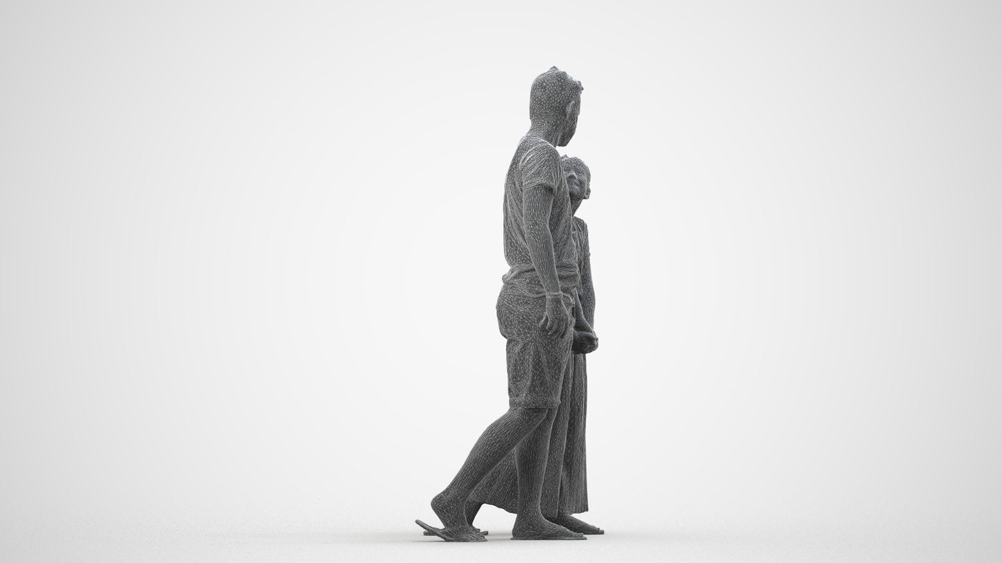 realistic 3D human girl casual kids, archviz people FBX OBJ for Blender, wireframe side view