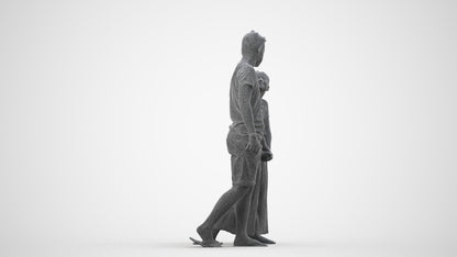 realistic 3D human girl casual kids, archviz people FBX OBJ for Blender, wireframe side view