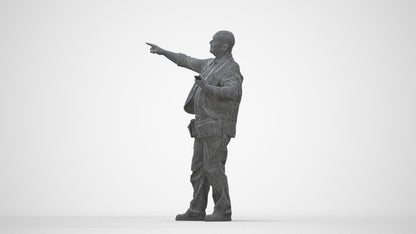 realistic 3D senior man standing, scanned archviz people for Blender and 3ds Max, wireframe back view