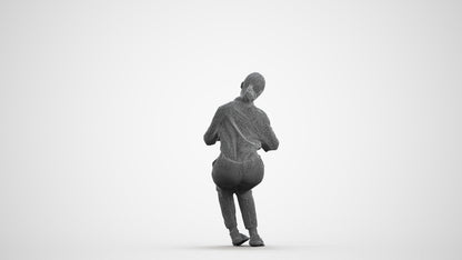 3D human model girl kids, photogrammetry scanned person for archviz, wireframe front view