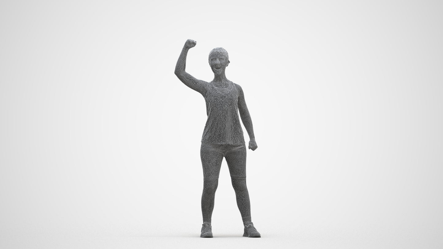 3D scanned girl sport, photorealistic archviz people for Enscape and SketchUp, three-quarter front view render