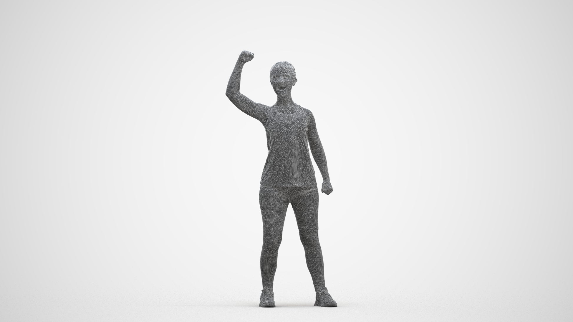 3D scanned girl sport, photorealistic archviz people for Enscape and SketchUp, three-quarter front view render