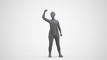 3D scanned girl sport, photorealistic archviz people for Enscape and SketchUp, three-quarter front view render