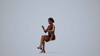 scanned 3D woman casual sitting, photogrammetry people for Enscape and V-Ray, top-down view render
