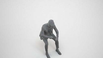 scanned 3D man business, photogrammetry people for Enscape and V-Ray, wireframe three-quarter view