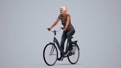 scanned 3D senior woman casual cycling, photogrammetry people for Enscape and V-Ray, standing pose render