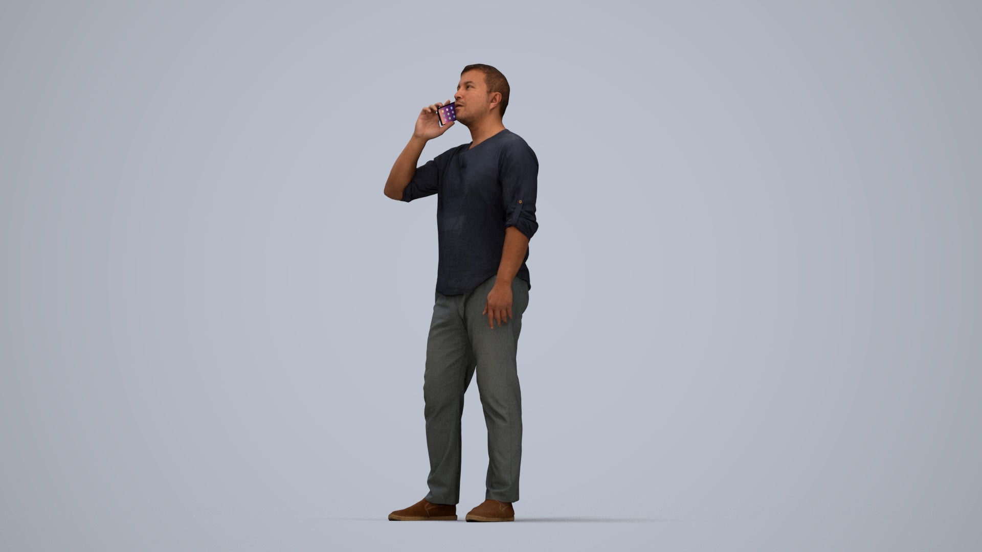 scanned 3D man casual standing, photogrammetry people for Enscape and V-Ray, top-down view render