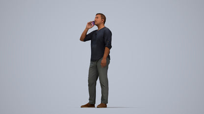 scanned 3D man casual standing, photogrammetry people for Enscape and V-Ray, top-down view render