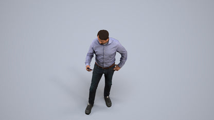3D scanned man standing business, photorealistic archviz people for Enscape and SketchUp, back view render