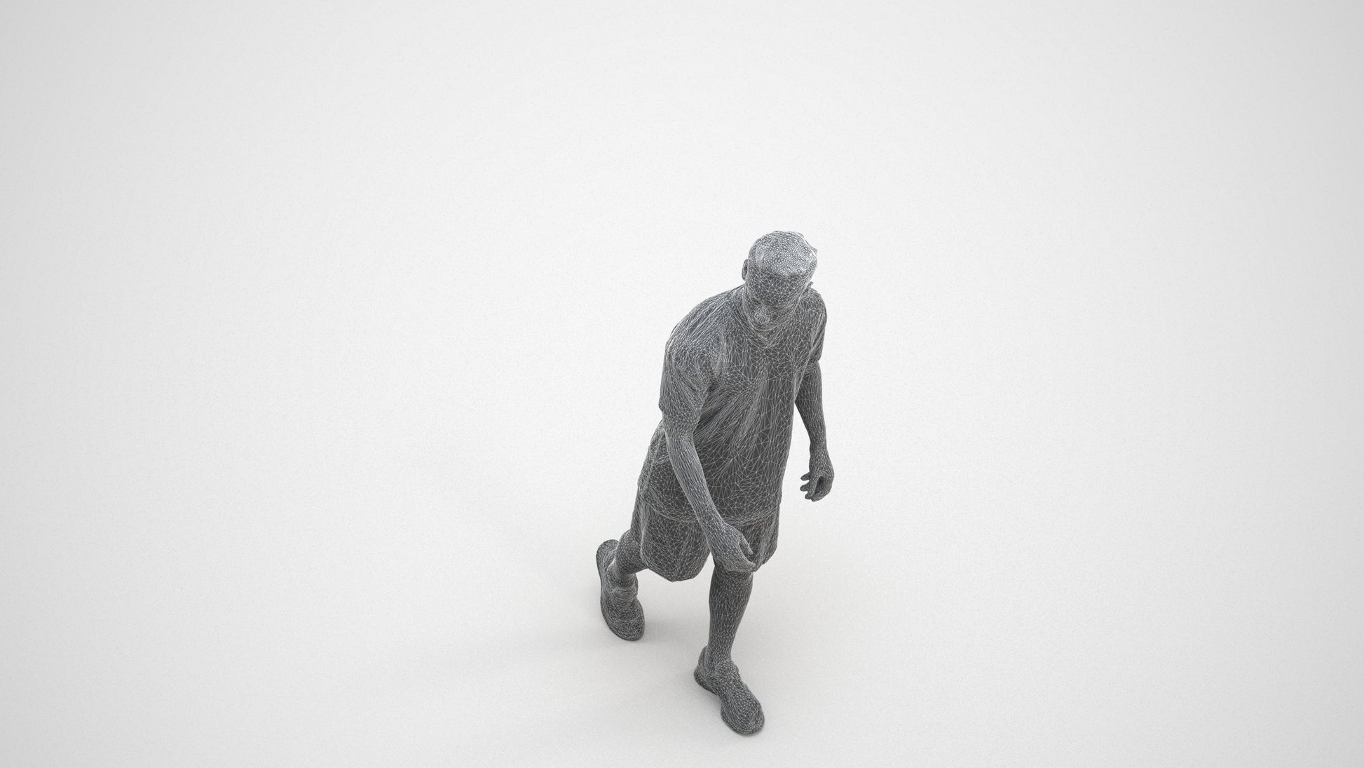 photogrammetry 3D man sport, realistic human model archviz FBX, wireframe three-quarter view