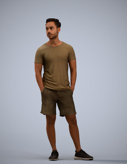 3D people model man casual standing, scanned human for 3ds Max rendering