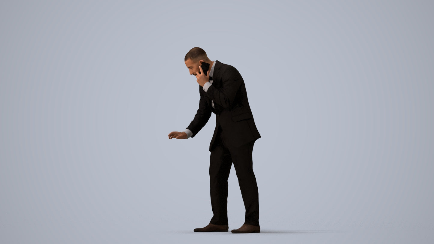 3D people model man business, scanned human for 3ds Max rendering, three-quarter view render