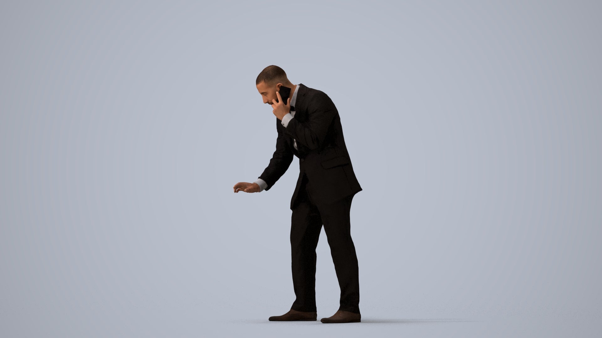 3D people model man business, scanned human for 3ds Max rendering, three-quarter view render