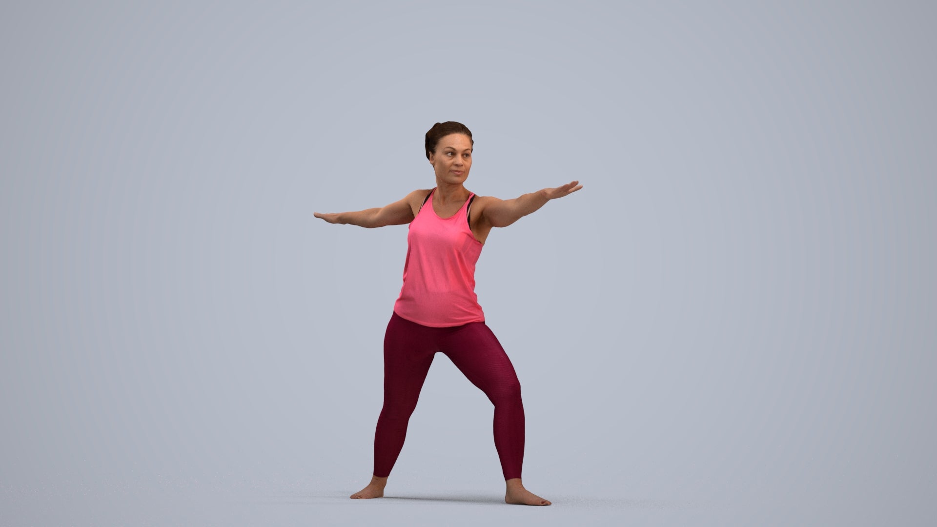 realistic 3D woman sport, scanned archviz people for Blender and 3ds Max, standing pose render