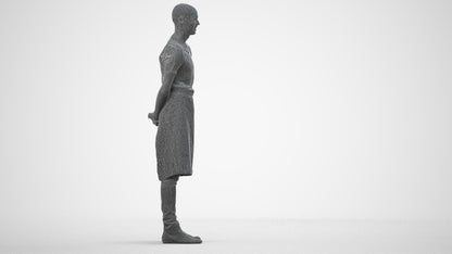 realistic 3D man hospitality, scanned archviz people for Blender and 3ds Max, wireframe side view