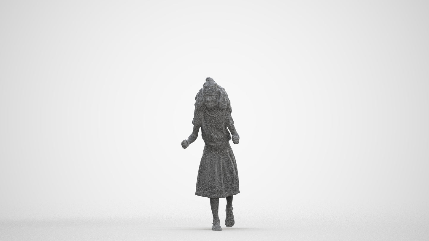 realistic 3D human girl casual kids, archviz people FBX OBJ for Blender, three-quarter front view render