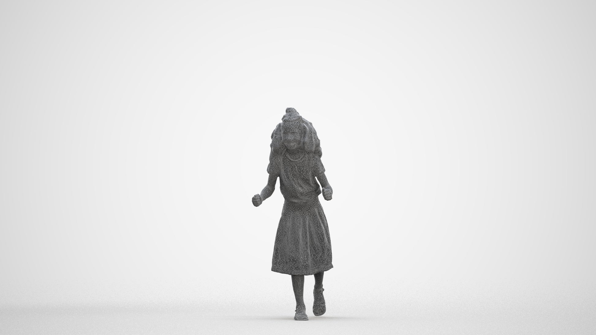 realistic 3D human girl casual kids, archviz people FBX OBJ for Blender, three-quarter front view render