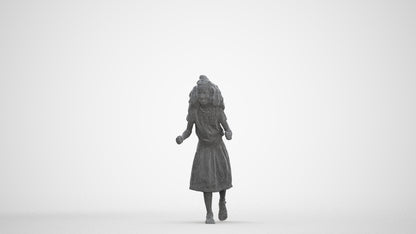 realistic 3D human girl casual kids, archviz people FBX OBJ for Blender, three-quarter front view render