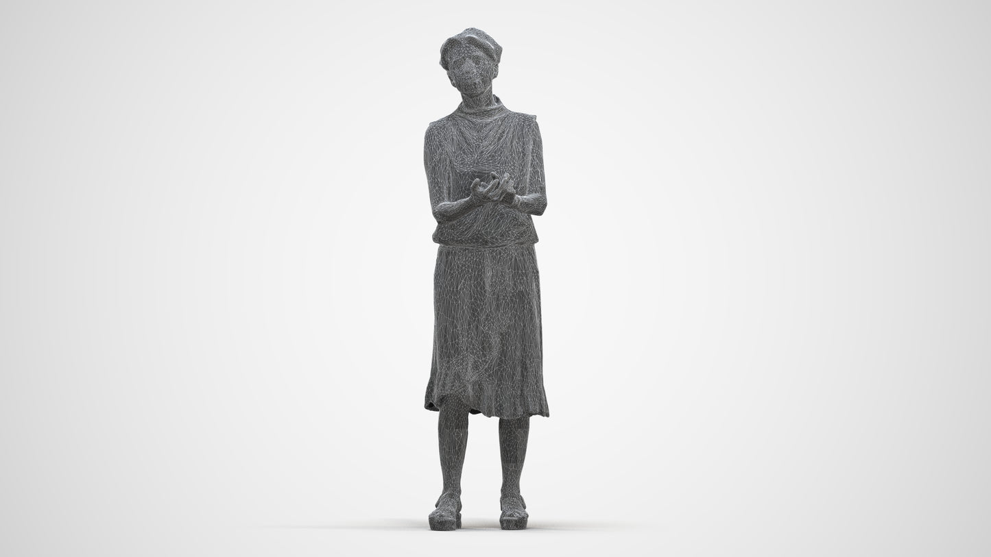 realistic 3D human woman casual standing, archviz people FBX OBJ for Blender, three-quarter front view render
