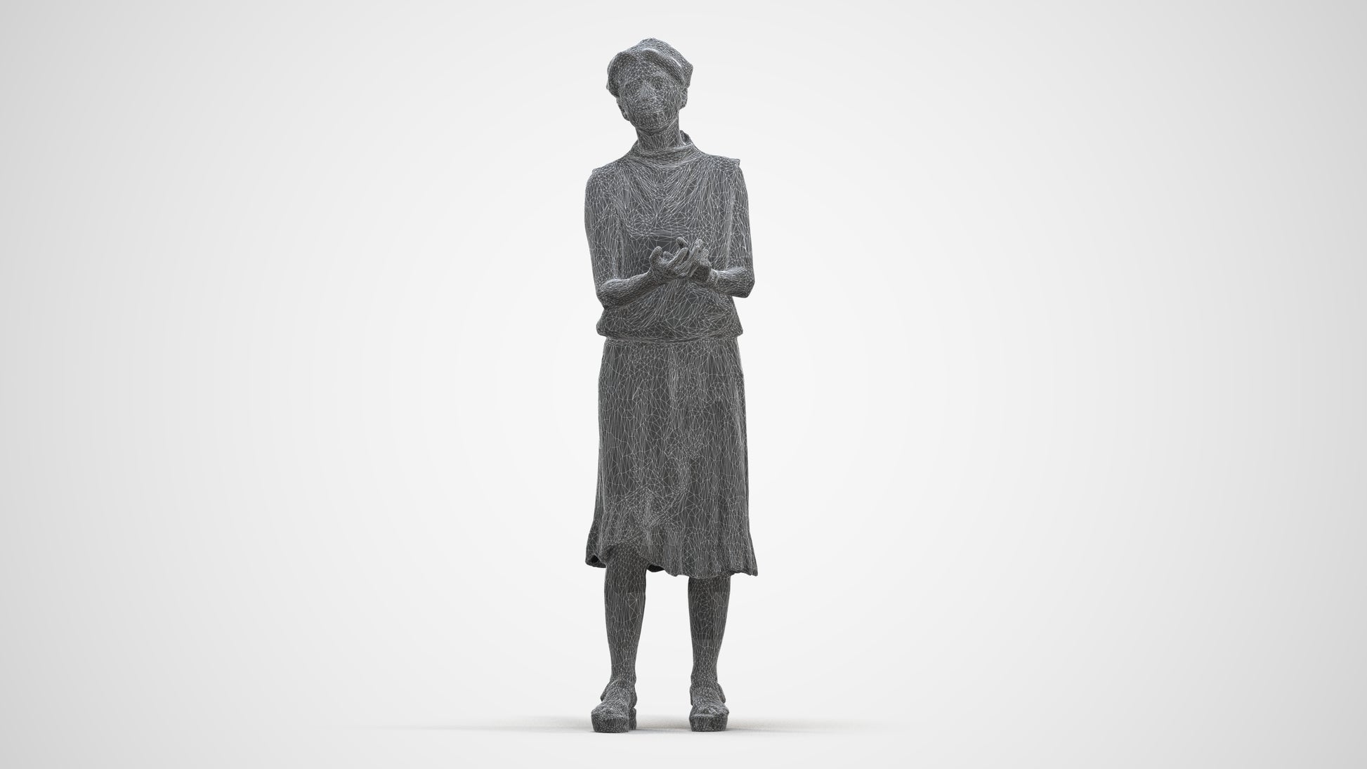 realistic 3D human woman casual standing, archviz people FBX OBJ for Blender, three-quarter front view render