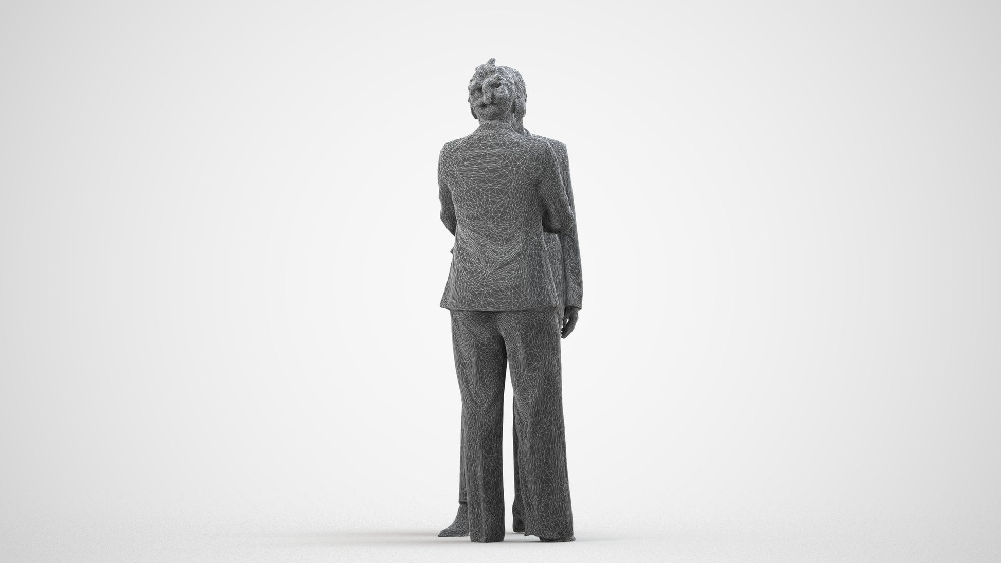 realistic 3D woman business, scanned archviz people for Blender and 3ds Max, wireframe side view