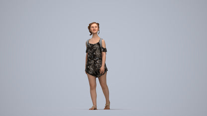 scanned 3D girl casual kids, photogrammetry people for Enscape and V-Ray, top-down view render