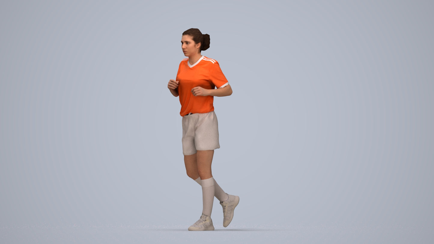 3D people model woman sport, scanned human for 3ds Max rendering, top-down view render
