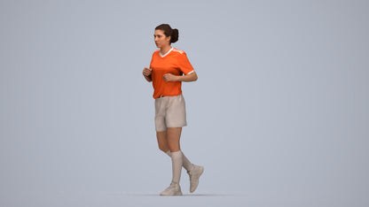 3D people model woman sport, scanned human for 3ds Max rendering, top-down view render