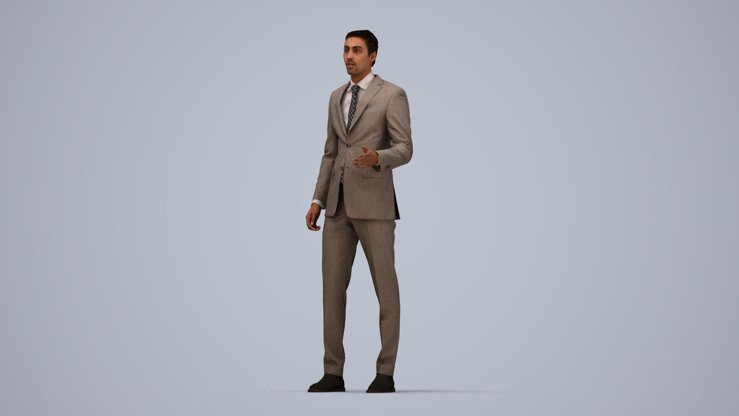 3D people model man business, scanned human for 3ds Max rendering, top-down view render
