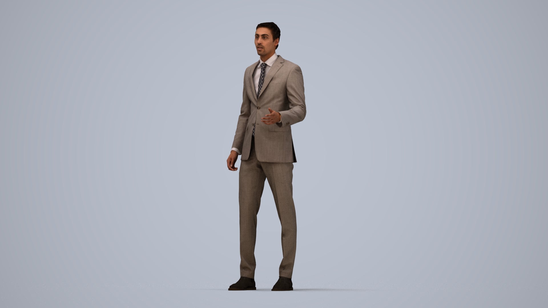 3D people model man business, scanned human for 3ds Max rendering, top-down view render